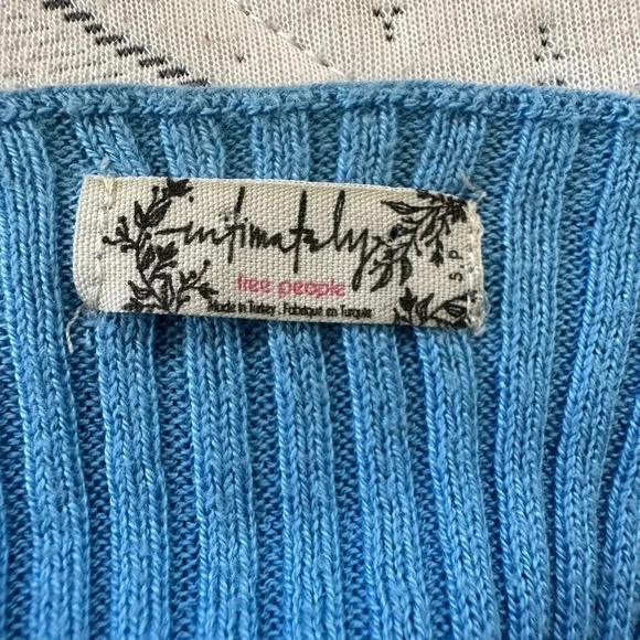 Intimately by Free People Top Womens  Blue Ribbed Halter Cropped Cami Tank Top - Picture 4 of 5